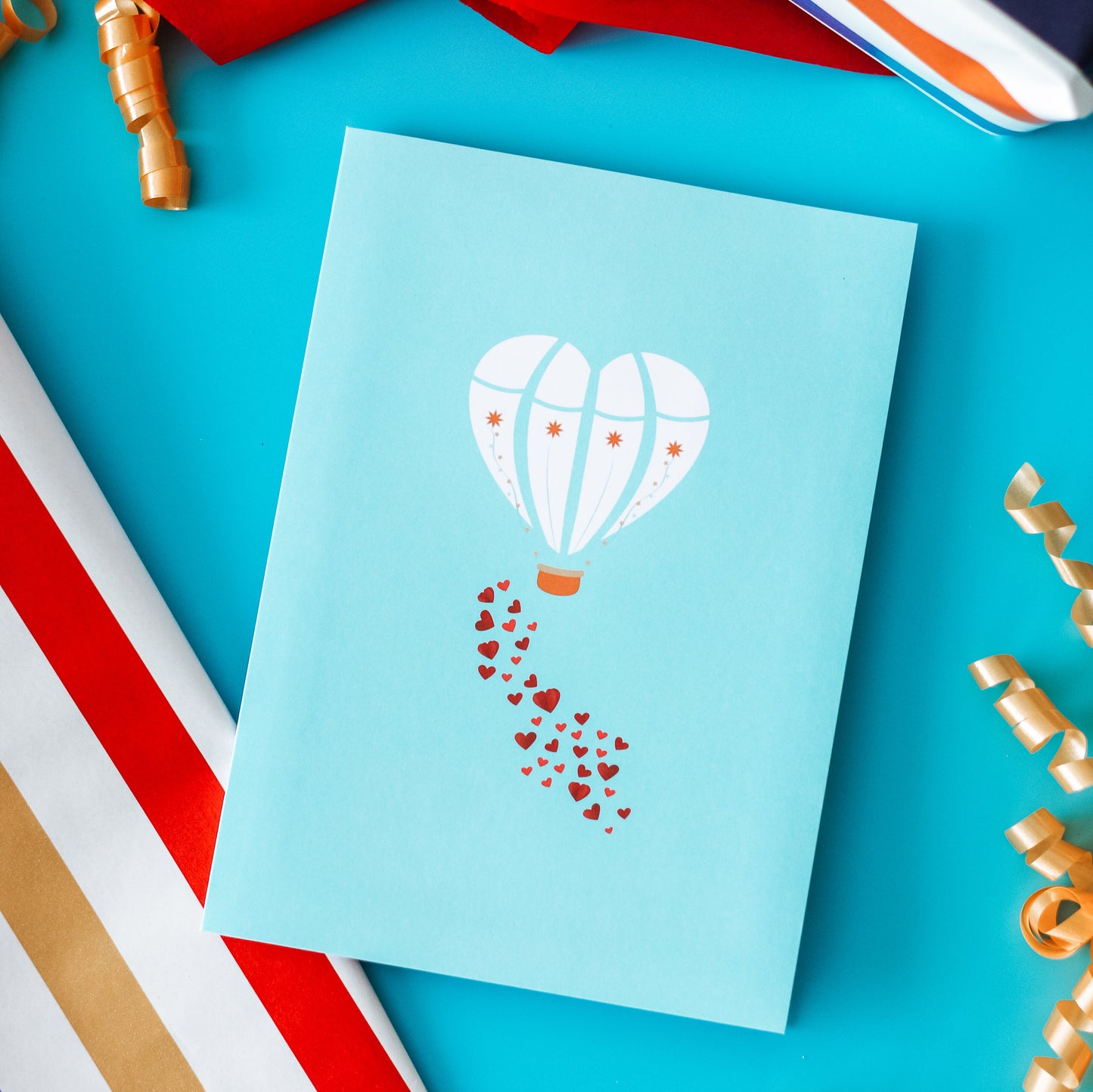 5PCS x Heart Air Balloon Popup Card