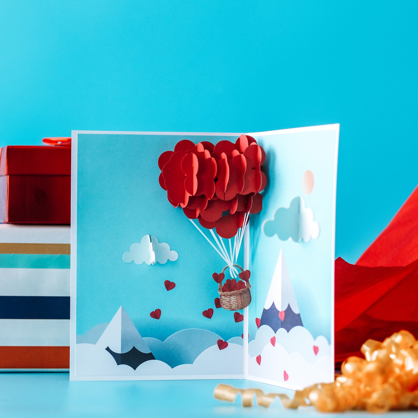 5PCS x Heart Air Balloon Popup Card