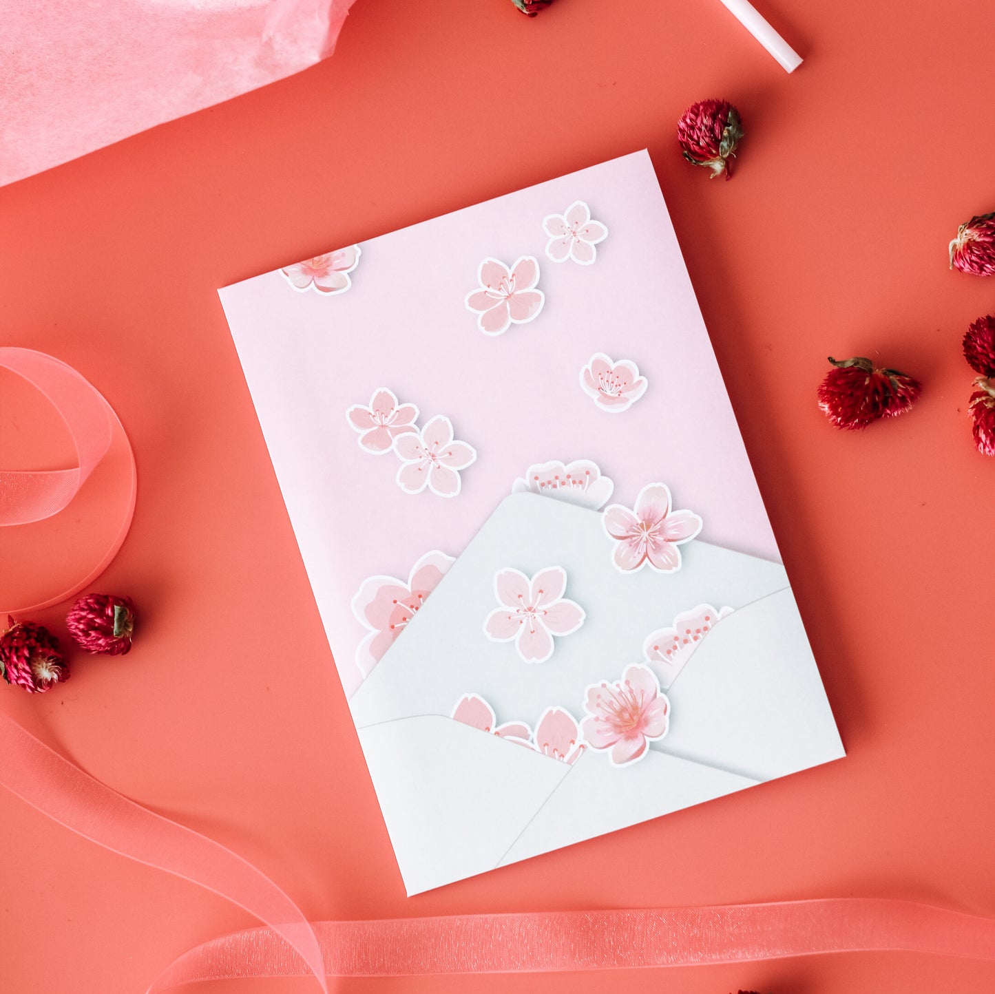 3D POP UP CARD (CHERRY BLOSSOM) x 4pcs