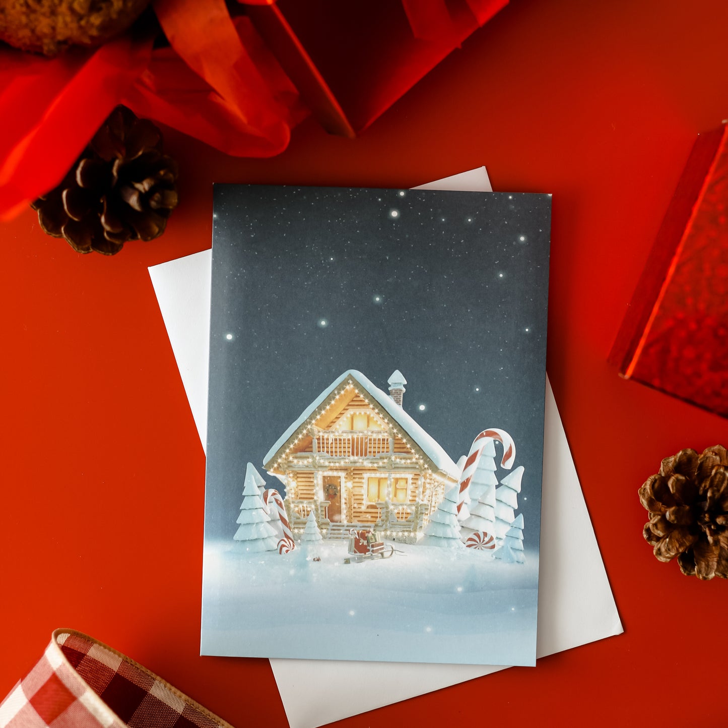 3D Pop-up card Christmas Cottage x 4pcs